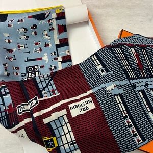 HERMES SILK MADISON PARTY SCARF LIMITED EDITION FOR NEW YORK STORE OPEN NWT